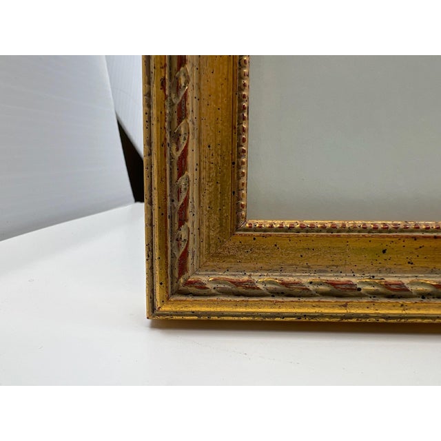 Vintage Italian Gold Wood Picture Frame With Easel Back Under Glass For Sale - Image 10 of 12