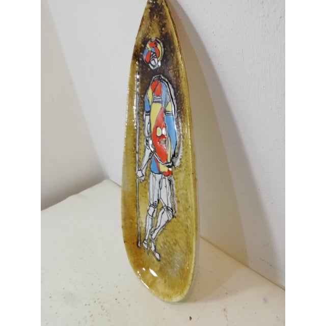 Beautiful double-fired painted ceramic plaque, made in Italy and attributed to Marcello Fantoni. Vivid colors, as only...