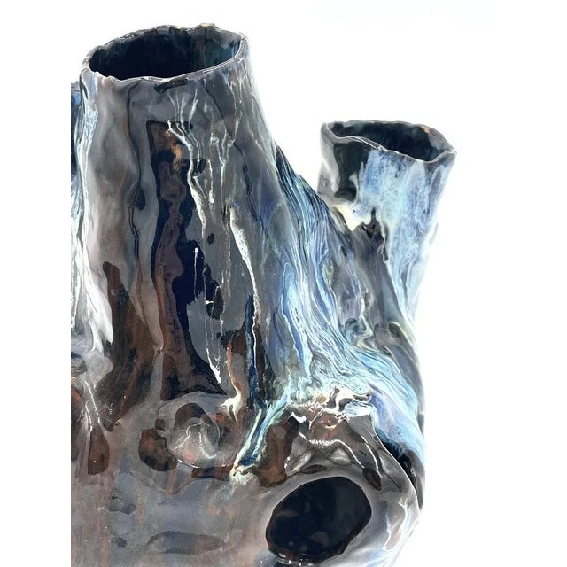 Blue Glazed Ceramic Vase by Toni Furlan, 1954 For Sale - Image 8 of 13