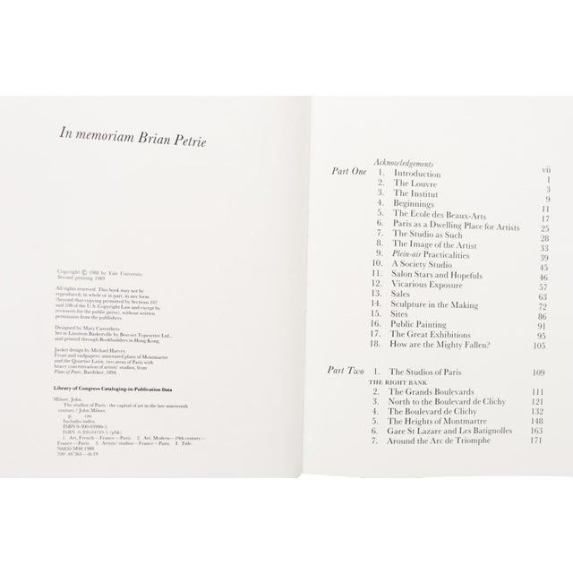 The Studios of Paris, the Capital of Art in the Late Nineteenth Century by John Milner. Softcover book, published in 1989...