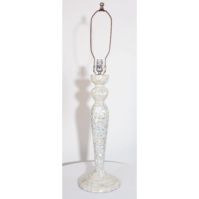 1980s Vintage White Capiz Shell Table Lamp For Sale - Image 5 of 12