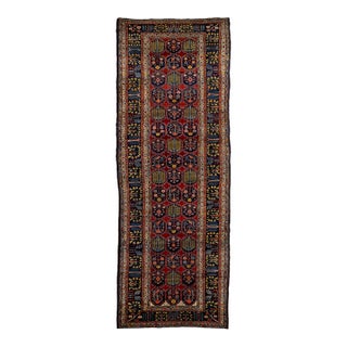 Antique Bidjar Style Runner Rug With Tree of Life Design, Red and Indigo Wool For Sale