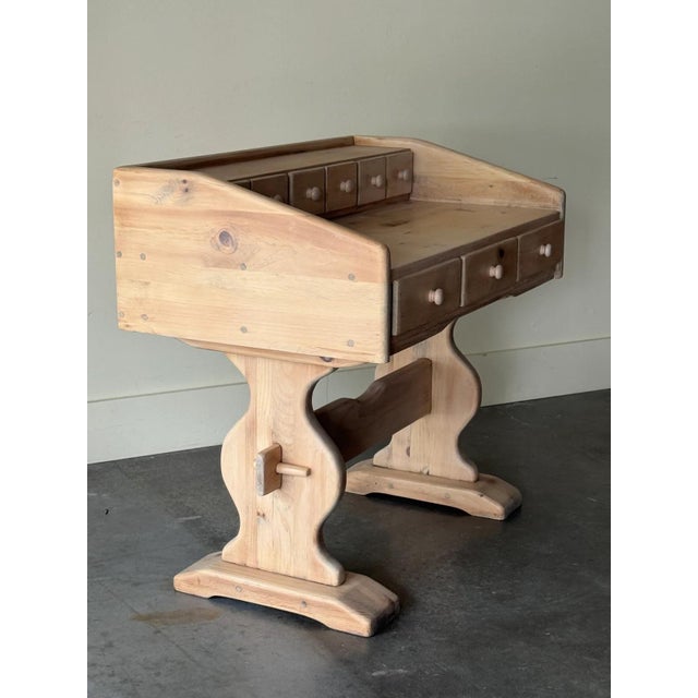 1970s Pickled Pine Mortise & Tenon Desk For Sale - Image 4 of 8