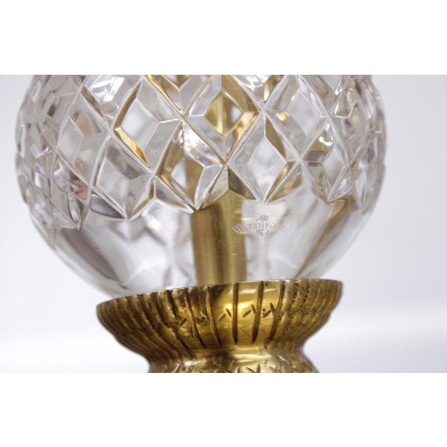 1980s Waterford Brass & Crystal 2 Light Desk Lamp For Sale - Image 11 of 17