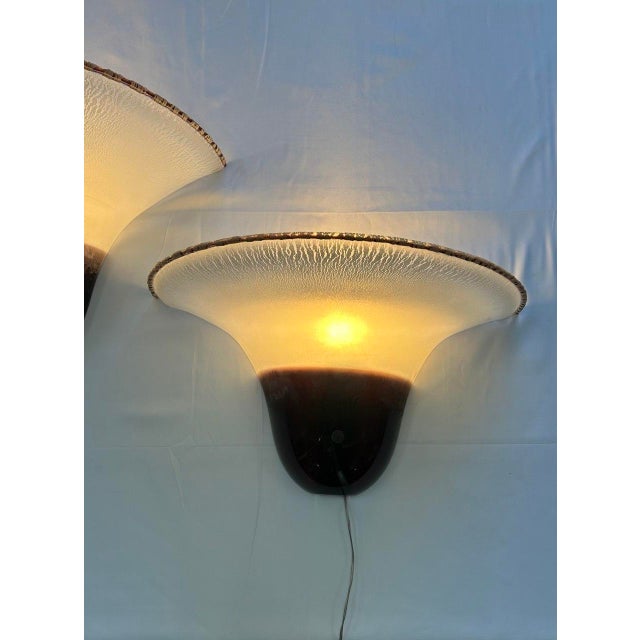 Murano Glass Wall Lamps by Alfredo Barbini, 1980s, Set of 2 For Sale - Image 6 of 12