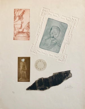 Zvi Milshtein, Portraits Erotic Vignettes French Israeli Surrealist Aquatint Etching Le Colonel, c.1960s