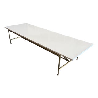 Paul McCobb for the Irwin Collection Brass & White Glass Coffee Table For Sale