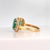 White Three Stone Yellow Gold Natural Oval Emerald Ring With Natural Diamonds For Sale - Image 8 of 11