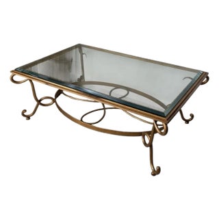 Late 20th Century French Art Deco Revival Gilt Metal Coffee Table in the Manner of René Prou For Sale