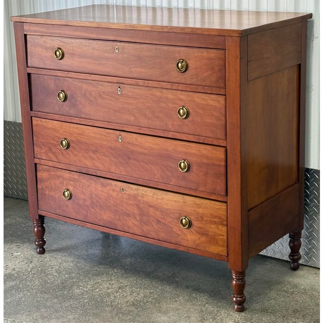 19th Century Sheraton Solid Cherry Chest of Drawers For Sale - Image 4 of 12