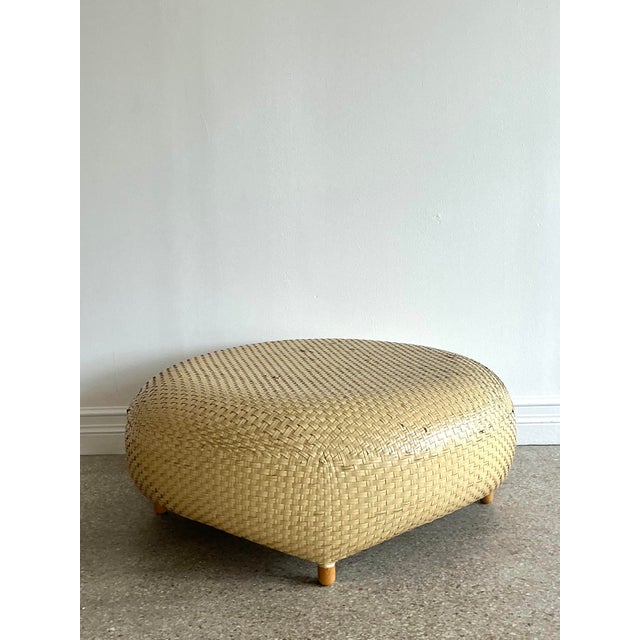 Mid-Century Modern Vintage Woven Rattan Coffee Table For Sale - Image 3 of 12