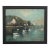 Vintage Mid-Century Coastal Harbor Painting With Lighthouse and Fishing Boats, Framed. For Sale