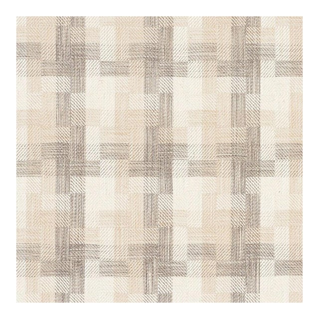 Schumacher Boro Plaid Fabric in Natural For Sale