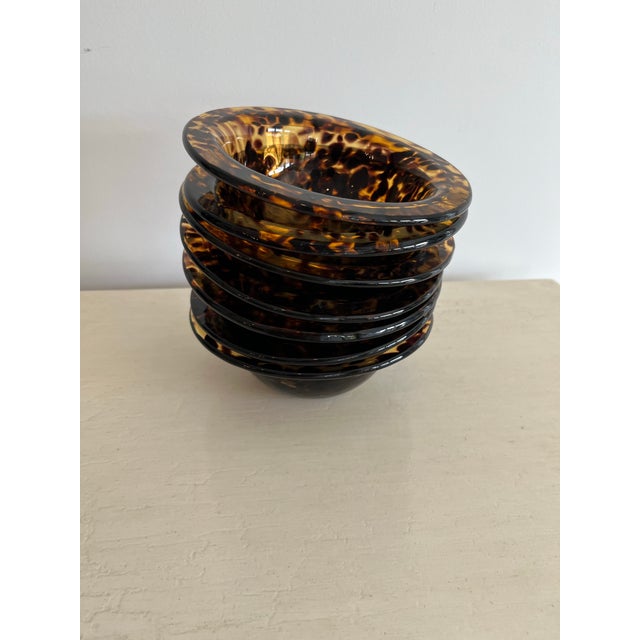 Vintage Tortoise Shell Motif/Leopard Hand-Blown Glass Bowl For Sale - Image 9 of 9