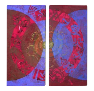 "Rotation" Contemporary Abstract Collage Print Diptych by Kathleen Ney - a Pair