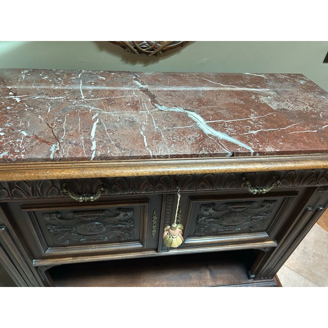 Late 19th Century Late 19th Century Renaissance Revival Carved Buffet With Marble Top For Sale - Image 5 of 9