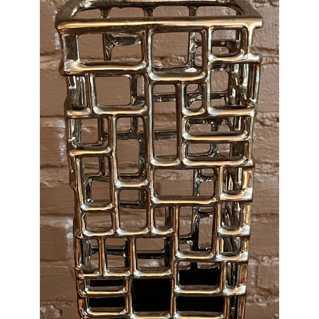 Contemporary Late 20th Century Unsigned Metal & Wood Vertical Wall Art Sculpture Panel 22" x 4.5" For Sale - Image 3 of 4