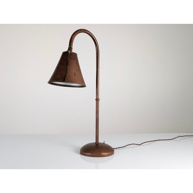 Vintage French Stitched Leather Table Lamp by Jacques Adnet, 1950s For Sale - Image 10 of 10