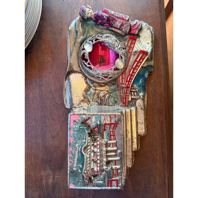 Japanese Vintage Japanese Metal Ashtray and Cigarette Holder For Sale - Image 3 of 5