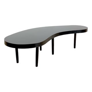Vintage Atomic Modern Kidney-Shaped Coffee Table in Black Laminate For Sale