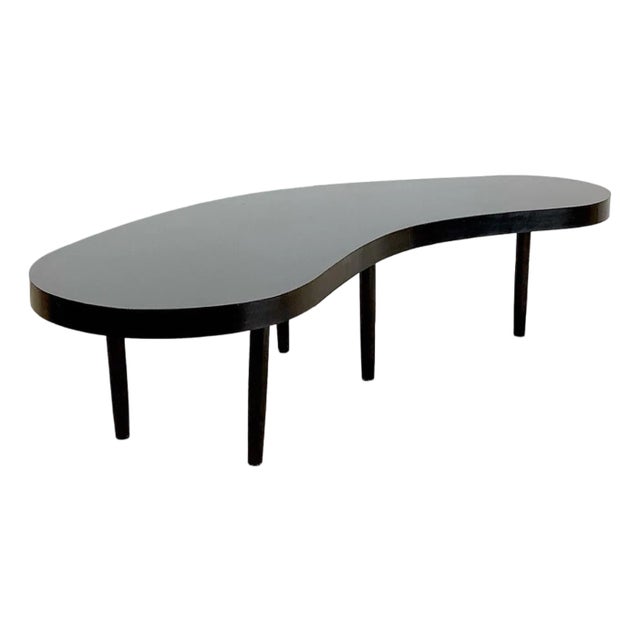 Vintage Atomic Modern Kidney-Shaped Coffee Table in Black Laminate For Sale