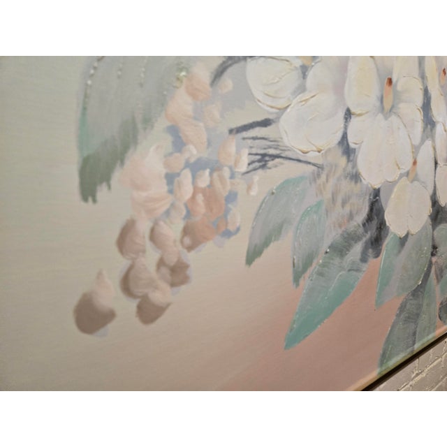 Metal 1980s Vanguard Studios Floral Original Signed Painting Lee Reynolds For Sale - Image 7 of 12