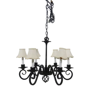 Iron 6 Arm Lighted Chandelier Hanging Light Fixture