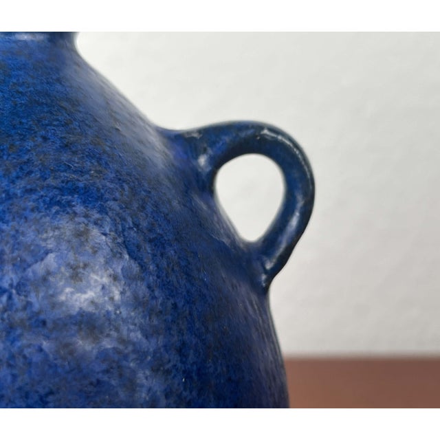Mid-Century Modern Brutalist German Studio Pottery Blue Carafe Vase by Gerhard Liebenthron, 1975 For Sale - Image 16 of 18