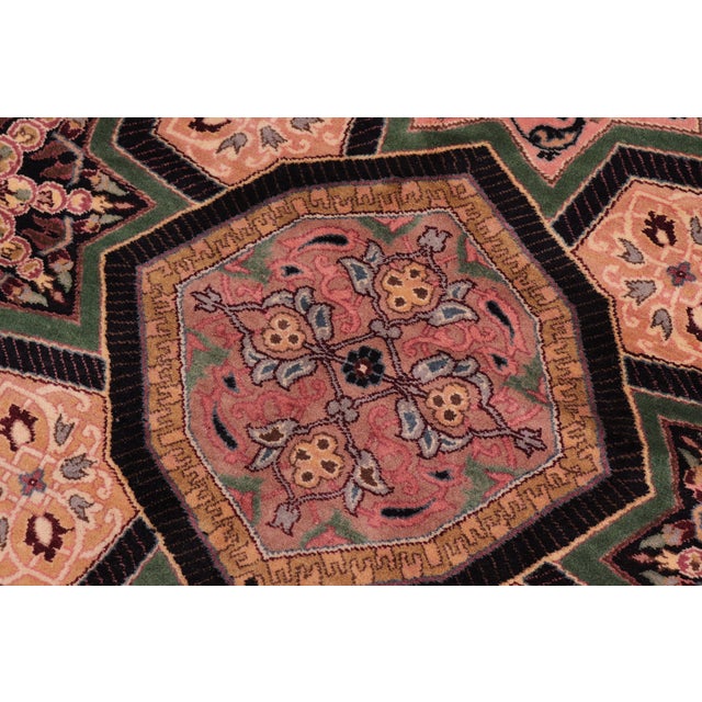 Elegant Mughal Inspire Pak-Persian Black/Multi Wool Rug - 9'2'' X 12'4'' For Sale In New York - Image 6 of 9