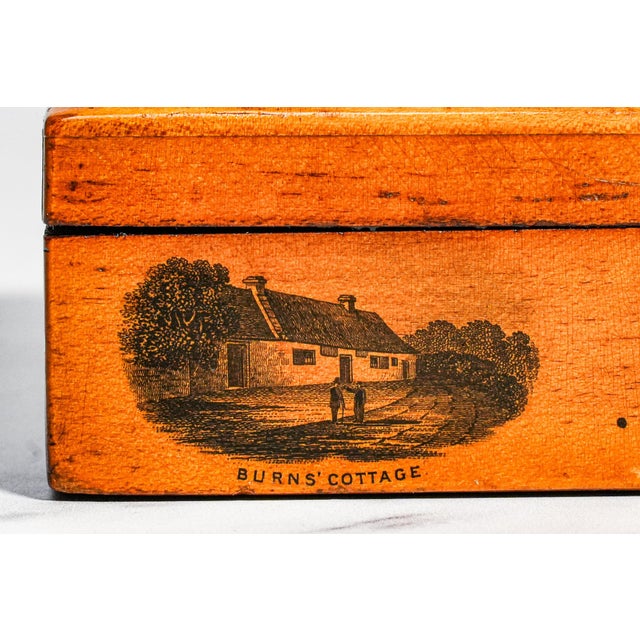 Unusual Rare Large Mauchline Ware Wood Box Robert Burns Antique Victorian Souvenir Scotland Scottish For Sale In New York - Image 6 of 15