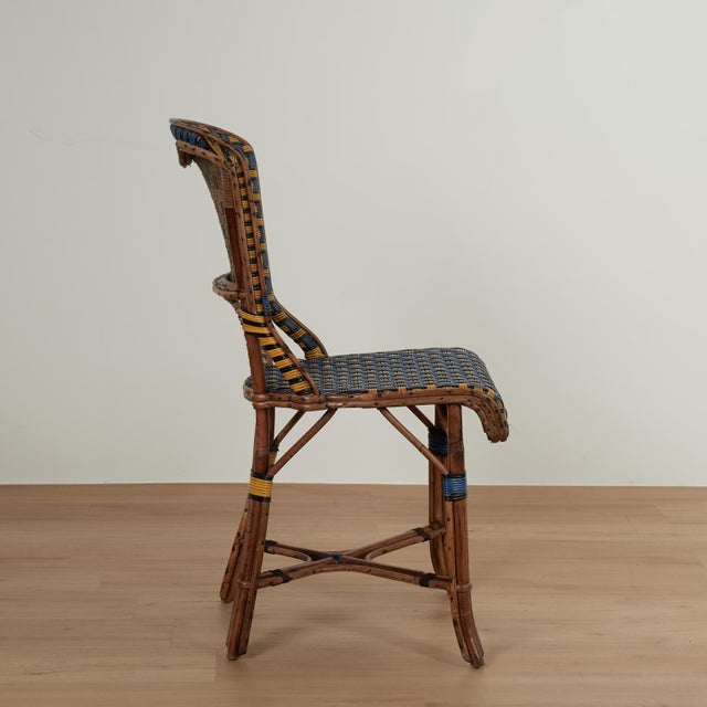 1950s Set of Eight Vintage Rattan French Bistro Chairs For Sale - Image 5 of 17