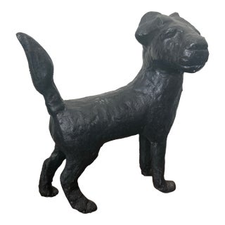 Midcentury Cast Iron Terrier Dog Doorstop For Sale