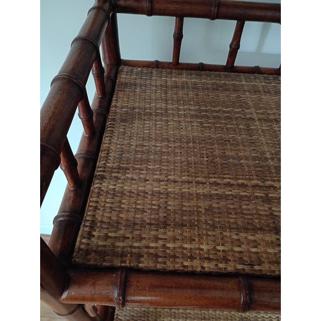 Wood Vintage Palecek Bamboo Etagere Four Shelf Bookcase For Sale - Image 7 of 8