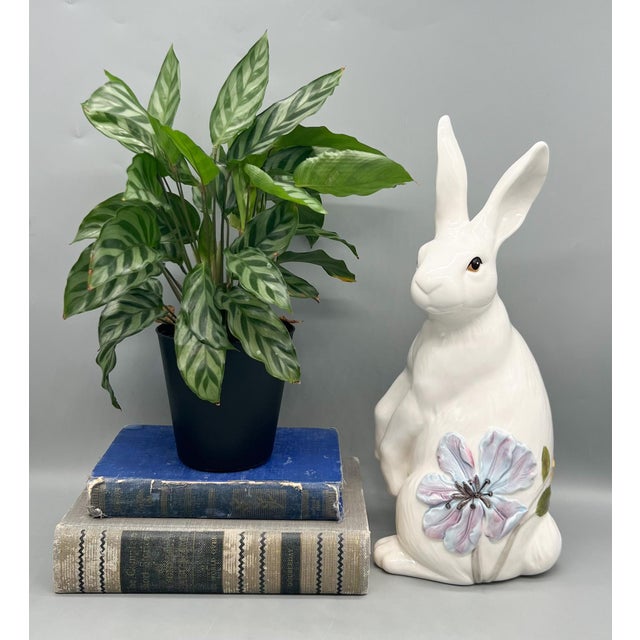 Charming Fitz and Floyd rabbit figurine from the Butterfly Fields collection, produced in the late 1990s to early 2000s....