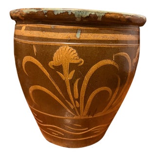 19th Century Large Bird & Bamboo Art Pottery Chinese Egg Pot Jardinière Planter For Sale