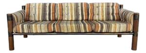 1960s Vintage Brass and Oak Safari Sofa