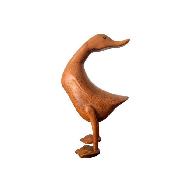 Mid 20th Century Duck Hand-Carved Natural Wooden Duck Sculpture – Organic Modern Folk Art Figurine, Sustainable Bamboo Root Decor For Sale - Image 6 of 17
