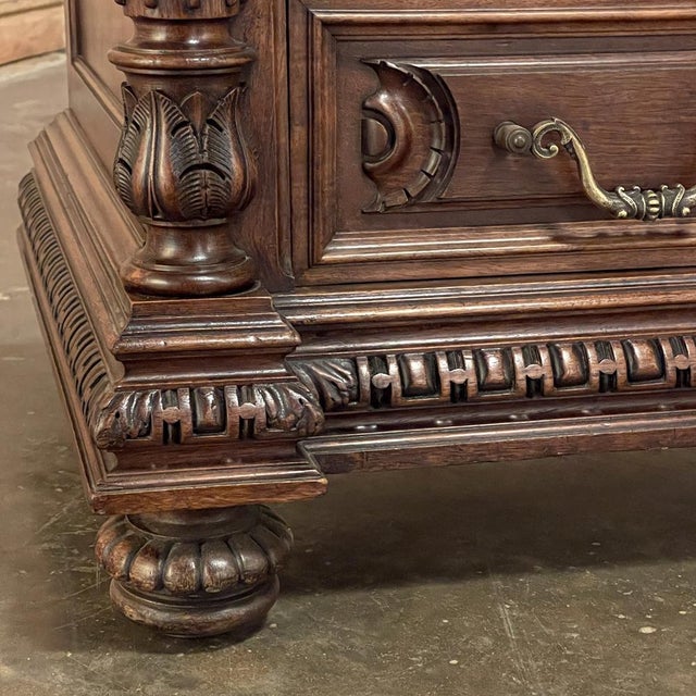 19th Century French Henri II Marble Top Walnut Commode For Sale - Image 12 of 17
