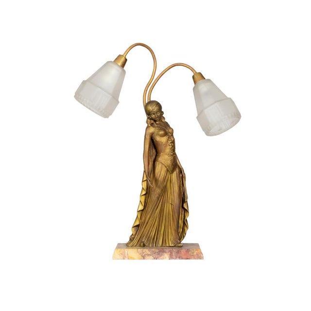 Glass Art Deco Table Lamp by Georges van de Voorde, France, 1925 For Sale - Image 7 of 13