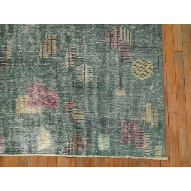 One of a kind shabby chic mid-20th century Turkish deco pictorial rug.