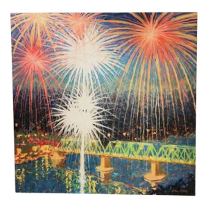 Gordon Hass 'Friday Night Fireworks' Original Oil Painting