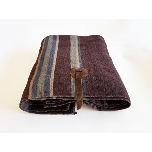 Textile 1900s Antique Striped Wool Horse Blanket For Sale - Image 7 of 9
