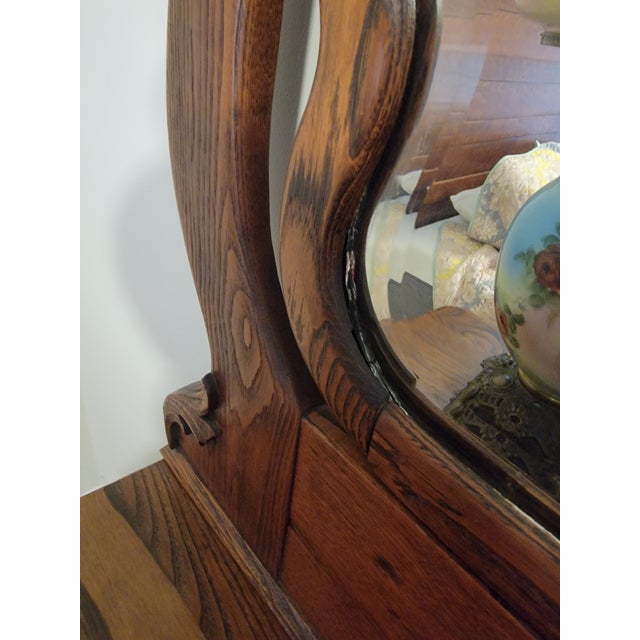 Antique Quarter-Sawn Tiger Oak Dresser With Original Beveled Mirror, C. 1900–1915 For Sale - Image 15 of 18