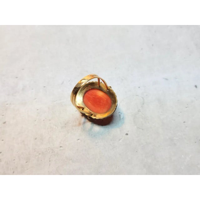 Late 19th Century Victorian 14kt Gold Coral Cameo and Seed Pearl Ring, Circa 1860–1880 For Sale - Image 5 of 9