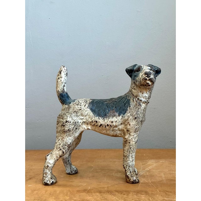 Rustic Vintage Cast Iron Jack Russell Terrier Dog Doorstop For Sale - Image 3 of 12