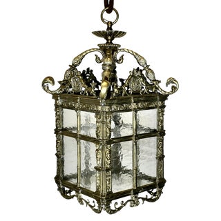 Large French Gothic Decorated Hall Lantern Ceiling Light, 1890s For Sale
