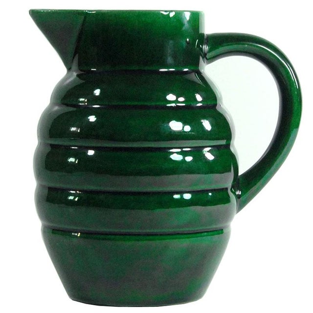 French Green Ceramic Jug from St. Clément Lorraine, 1950s For Sale - Image 10 of 10