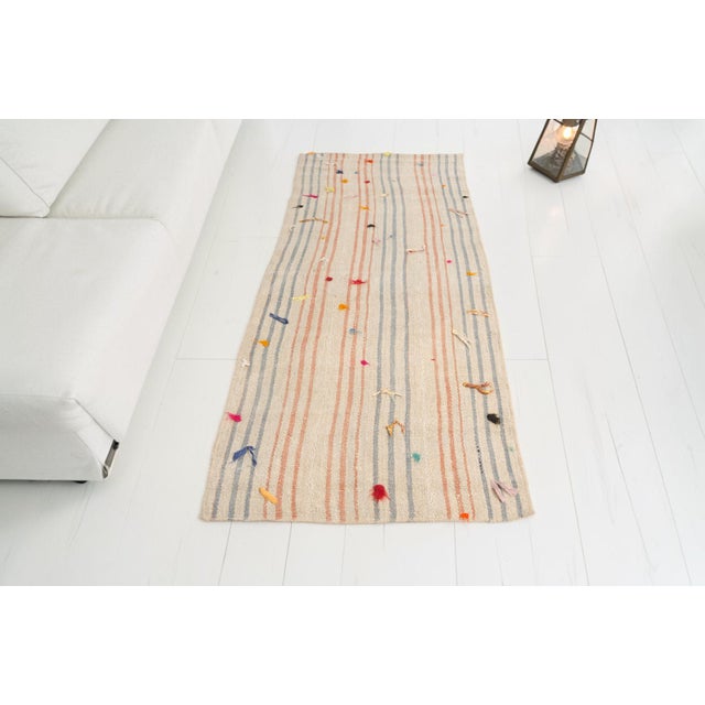 Turkish Turkish Neautral Vintage Wool Kilim Runner For Sale - Image 3 of 9