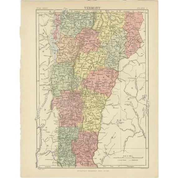 Antique Map of Vermont, 1888 For Sale - Image 6 of 6