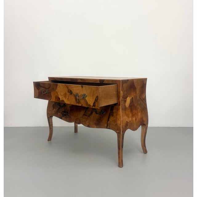 Wood Vintage Burl Wood Bombe Chest of Drawers For Sale - Image 7 of 7